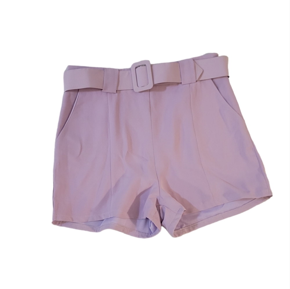 Tea & Cup Dress Shorts w Belt Sz M NWT Lavendar